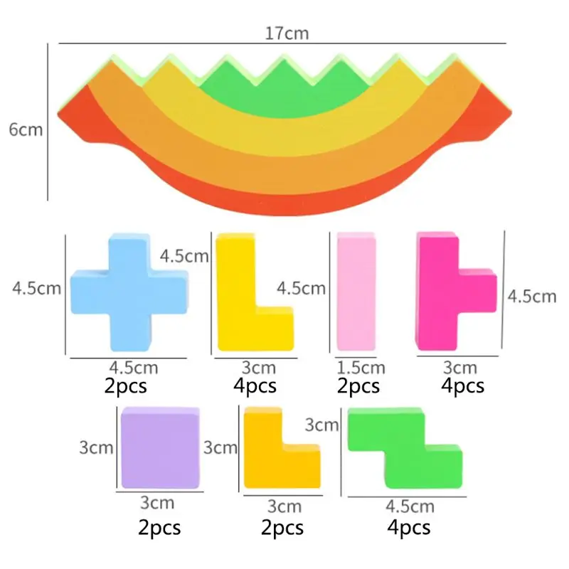 Детские деревянные Танграм мозговые паззлы Радужный баланс головоломки тетрис