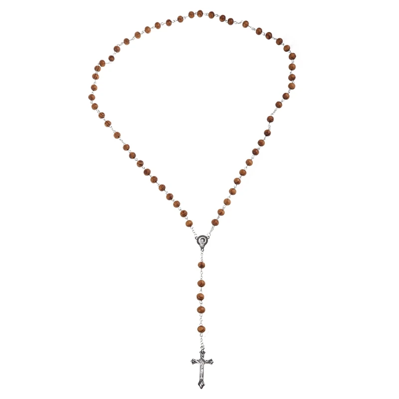 

Ожерелье с деревянными бусинами в ретро стиле для женщин, Религиозные христианские украшения, очаровательные подарки