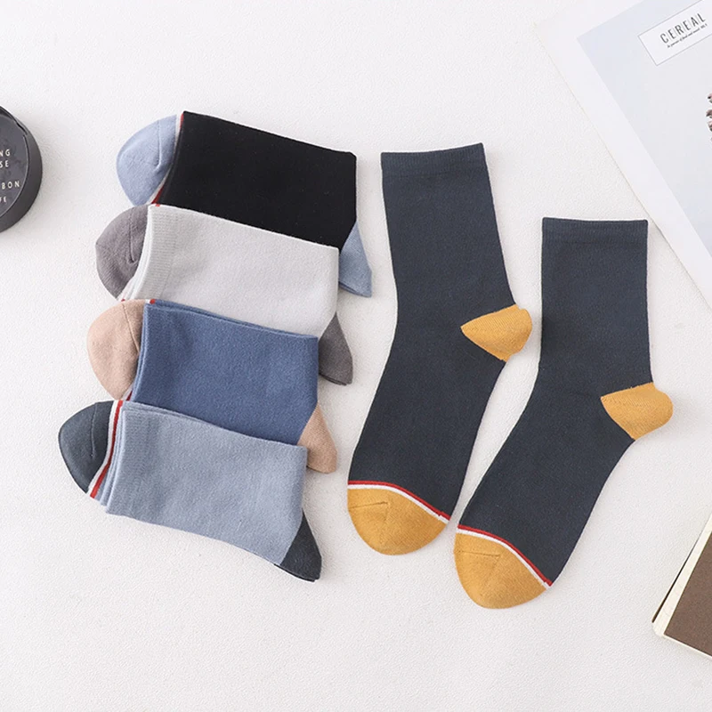 5pairs/lot  Cotton Men's Socks Fashion Patchwork Socks Man Business Autumn Long Warm Socks High Quality Calcetines Meias