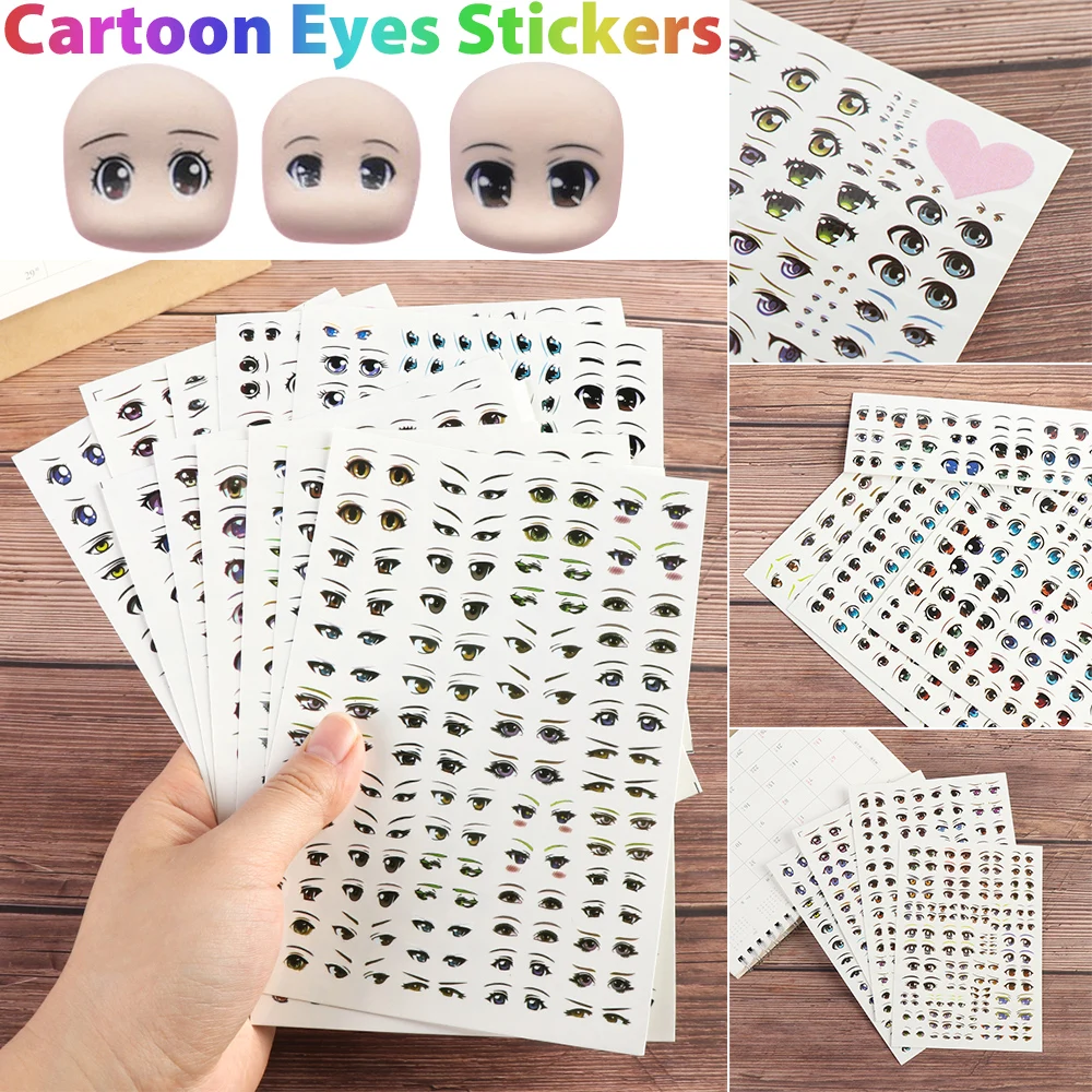 1 Sheet Cute Cartoon Eyes Stickers Anime Figurine Doll Face Organ Paster Clay Decals Sticker DIY Accessories Kids Toys | Игрушки и хобби