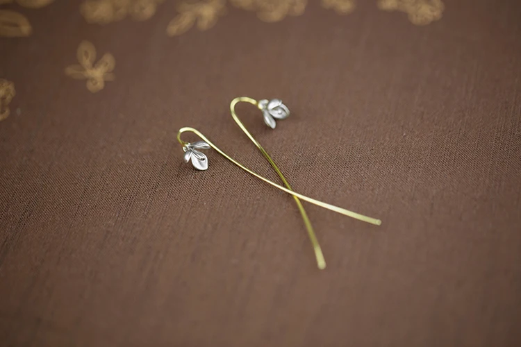 Женские длинные серьги с цветами магнолии из стерлингового серебра 925 пробы