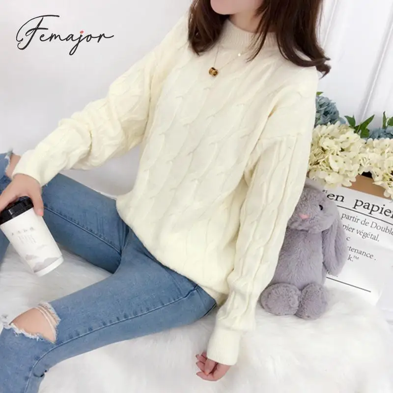 Женские однотонные пуловеры Осень-зима 2019 вязаные топы с длинным рукавом женские