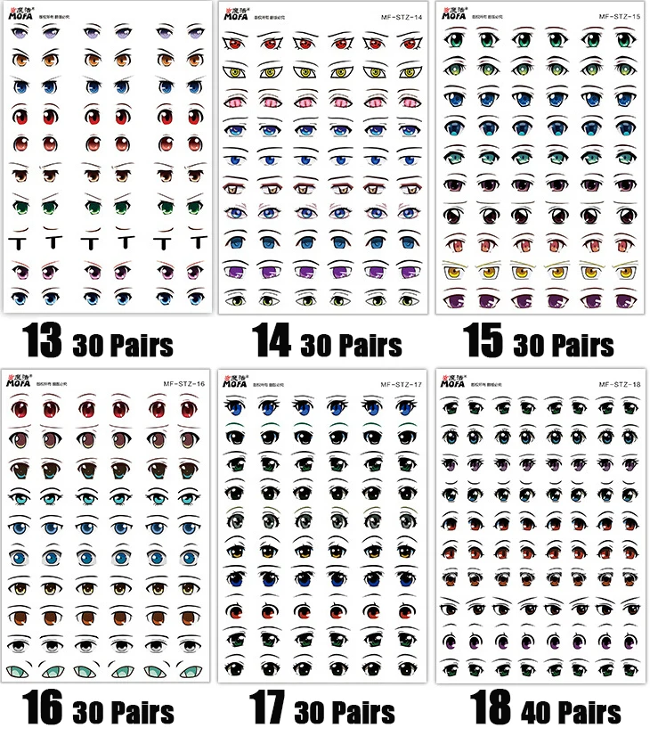 Водяные наклейки YanYuChen глаза 1 шт. игрушки Симпатичные Мультяшные куклы кукольные