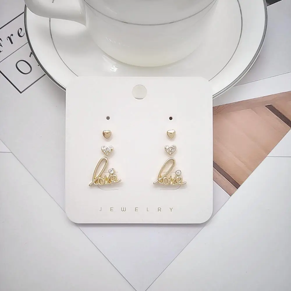 Серьги с золотым сердечком 3 пары модные украшения вечерние серьги подарки на