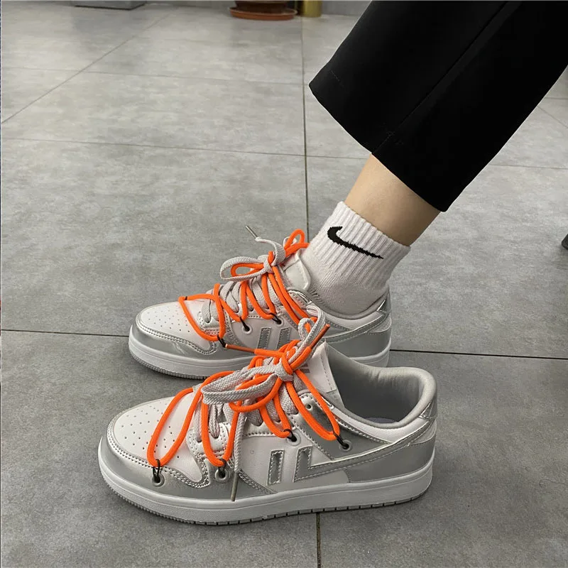 

2021 New Women Shoes Korean Women Sports Shoes Fashion Thick-soled Lace-up Women Vulcanized Shoes Summer Breathable White Shoes