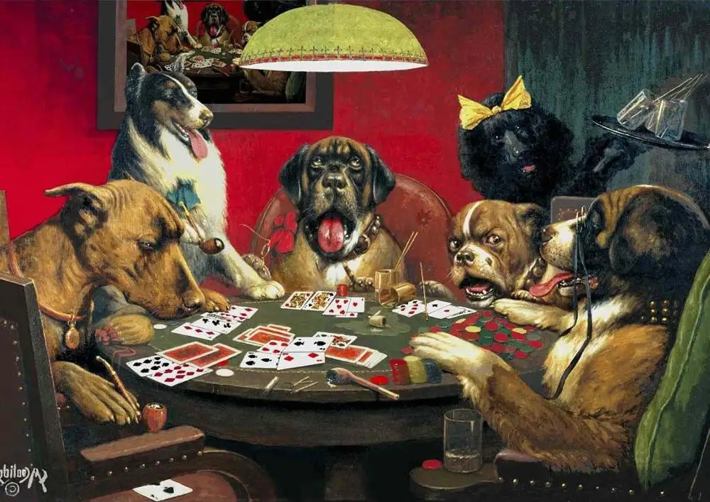 Холст с собаками играющими в покер картины на холсте Печать стене для гостиной
