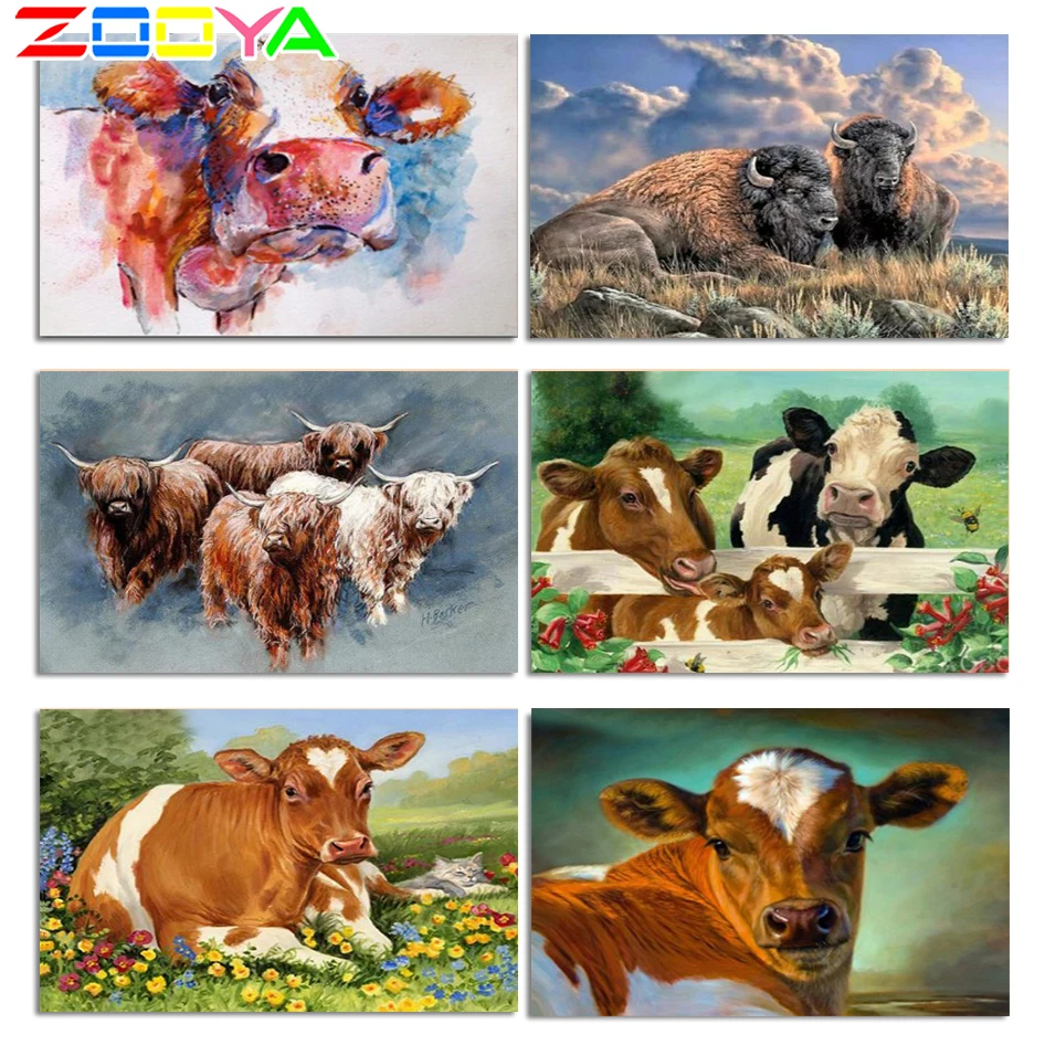 Алмазная 5D живопись животные алмазная вышивка сделай сам корова мозаика ручной