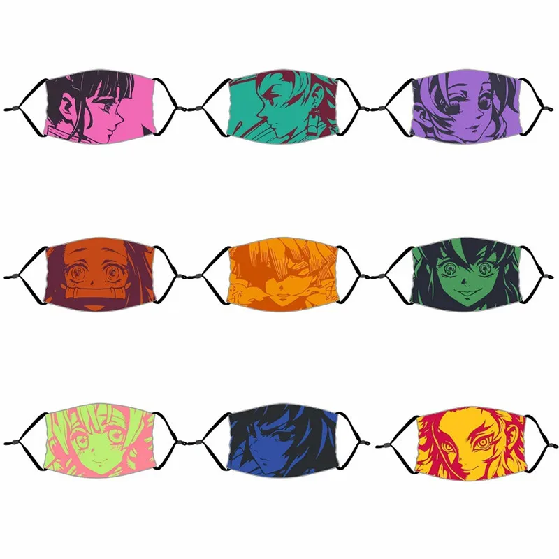 

Шелковые хлопковые маски для косплея аниме, 3-слойные моющиеся маски для лица, рассекающие демонов, киметсу, no Yaiba, Осень-зима