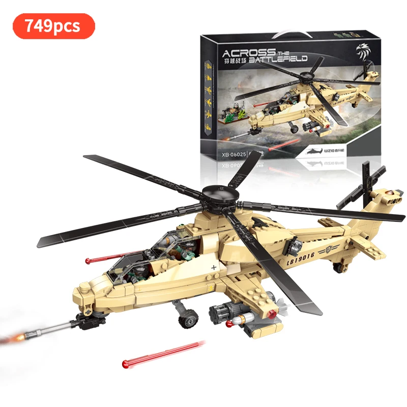 Армейская серия WZ10, вертолет, истребитель, солдаты, фигурки, военный вертолет, строительные блоки, кирпичи, игрушки для детей, подарок