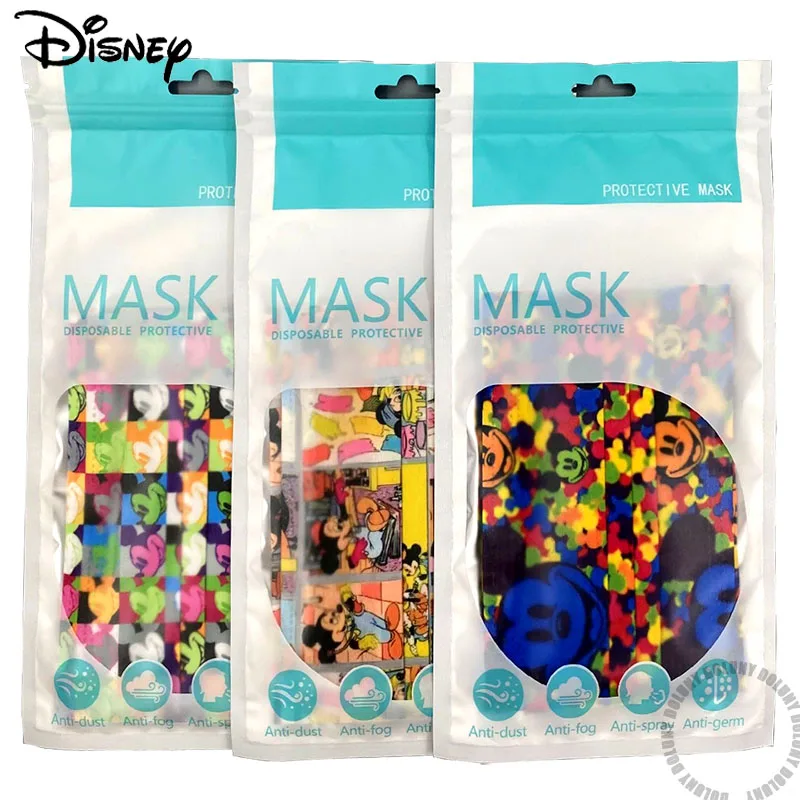 

Одноразовая маска для детей и взрослых Disney с милым рисунком Микки Мауса мультфильм аниме Защитная анонимная маска 3-слойный чехол для лица д...