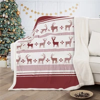 red christmas throw blanket elk deer reindeer tree warm plush sherpa fleece xmas new year blanket for kid children bed sofa car