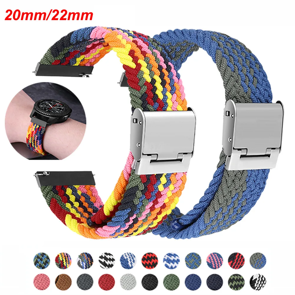 

20mm/22mm Elastic clip woven nylon watch strap For Samsung Galaxy Watch 42mm Active2 3 40/44mm Sport Strap for Huawei watch GT 2