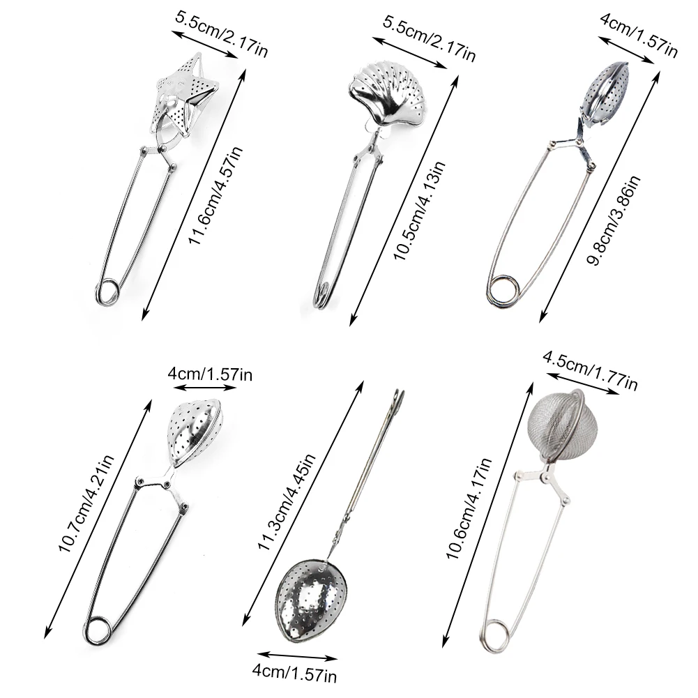 

6Pcs Tea Ball Infuser Cooking Infuser Fine Mesh Tea Infuser Kitchen Stainless Steel with Extended Chain Hook to Brew Loose Leaf