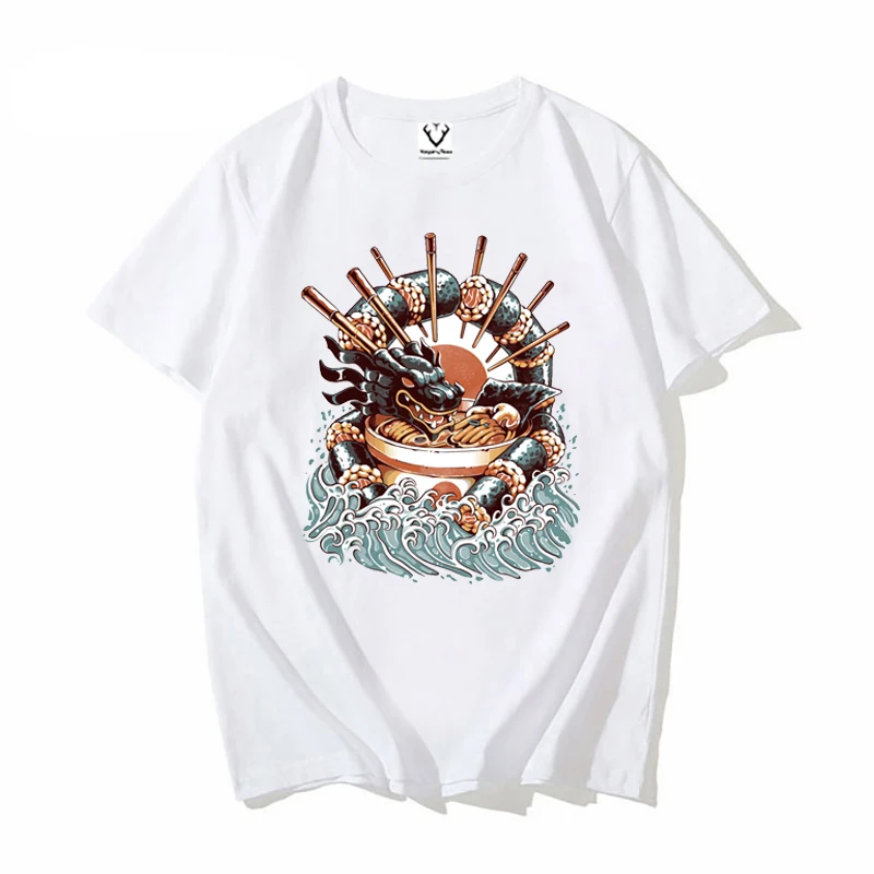 

Great Sushi Dragon Tee Shirt Japan Japanese Noodle Ramen Top Kaiju Izakaya Harajuku Streetwear Retro Men T-Shirt Hip Hop T Shirt
