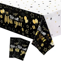 3 pcs we will miss you tablecloth going away party decorations retirement themed table cover stars plastic table cloth