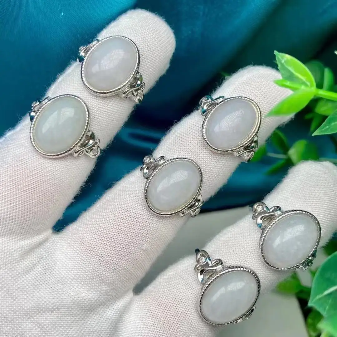 

10PCS natural jade ring for men and women Party wedding jewelry Charm natural gemstone jade adjustable ring wholesale