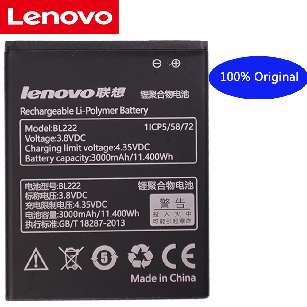 

New Lenovo 100% Original Battery BL222 For Lenovo S660 S668T S 660 668T 3000mAh 3.8v High Quality Li-ion Cell Phone Batteries