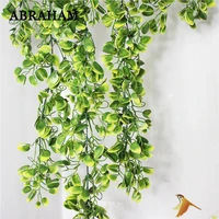 110cm 15 fork plastic rattan wall hanging plant artificial vine green leaves garland fake butterfly ivy for home shop fall decor
