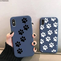 hot best friends dog paw phone case for iphone 13 12 mini 11 pro xs max x xr 7 8 6 plus candy color blue soft silicone cover