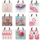 Сумка-тоут с акварельным принтом страстного фламинго для женщин, Повседневная Дамская сумочка-тоут на плечо, пляжные уличные шопперы