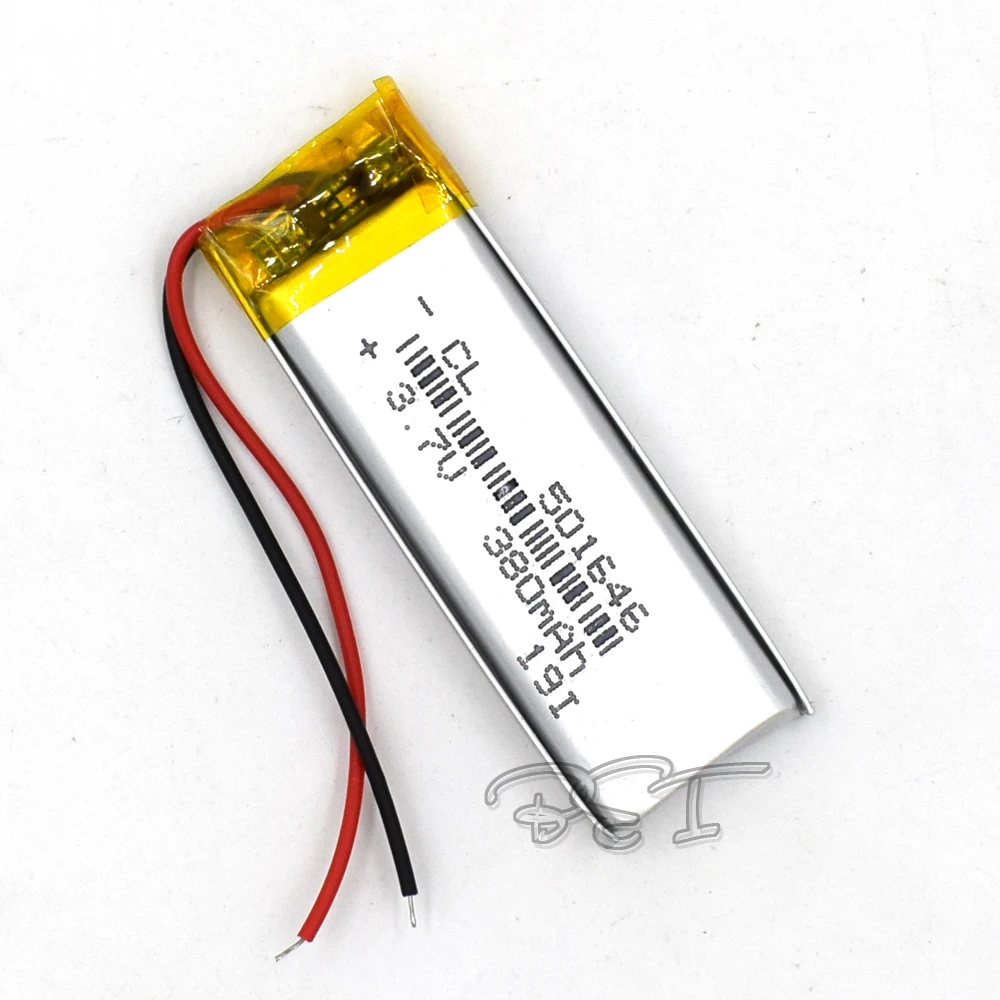 

10Pcs 380mAH 501646 Polymer Rechargeable lithium 3.7V Li-ion Liion Battery for GPS Cell phone Speaker MP3 MP4 Navigater Camera