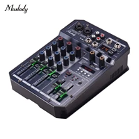 muslady t4 portable 4 channel sound card mixing console audio mixer supports bt connection mp3 player recording function for dj