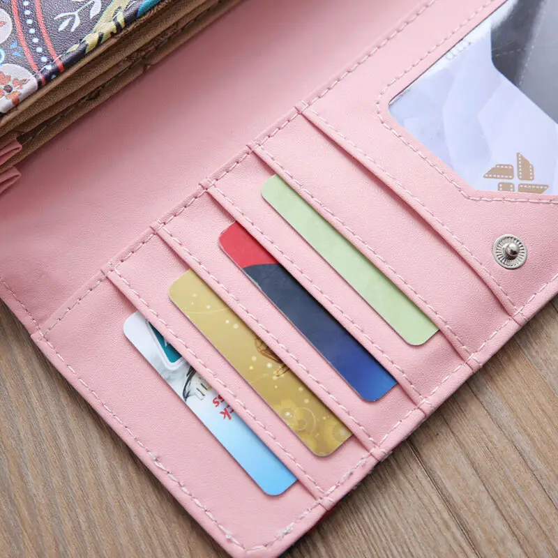 

2020 Women Long Wallet Female Vintage National Wind PU Leather Print Wallet Cards Holder Wallet