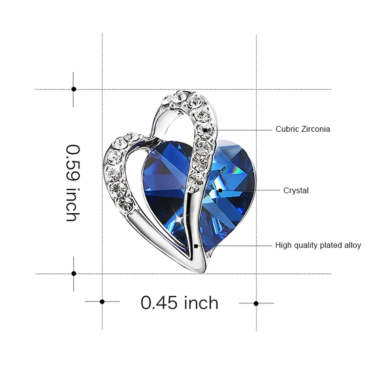 

Embellished with Crystal From Swarovski Wome Earrings Blue Heart Crystal Stud Earring Fine Jewelry 925 Sterling Sliver Earrings