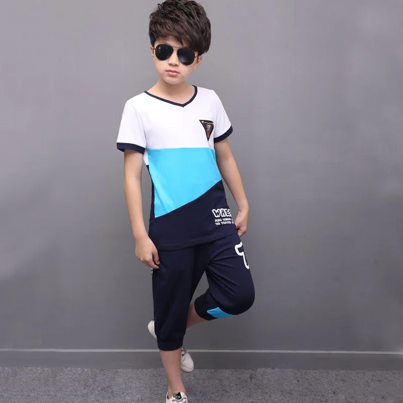 Летний костюм для мальчиков футболка с коротким рукавом + штаны на возраст 4 7 9 11