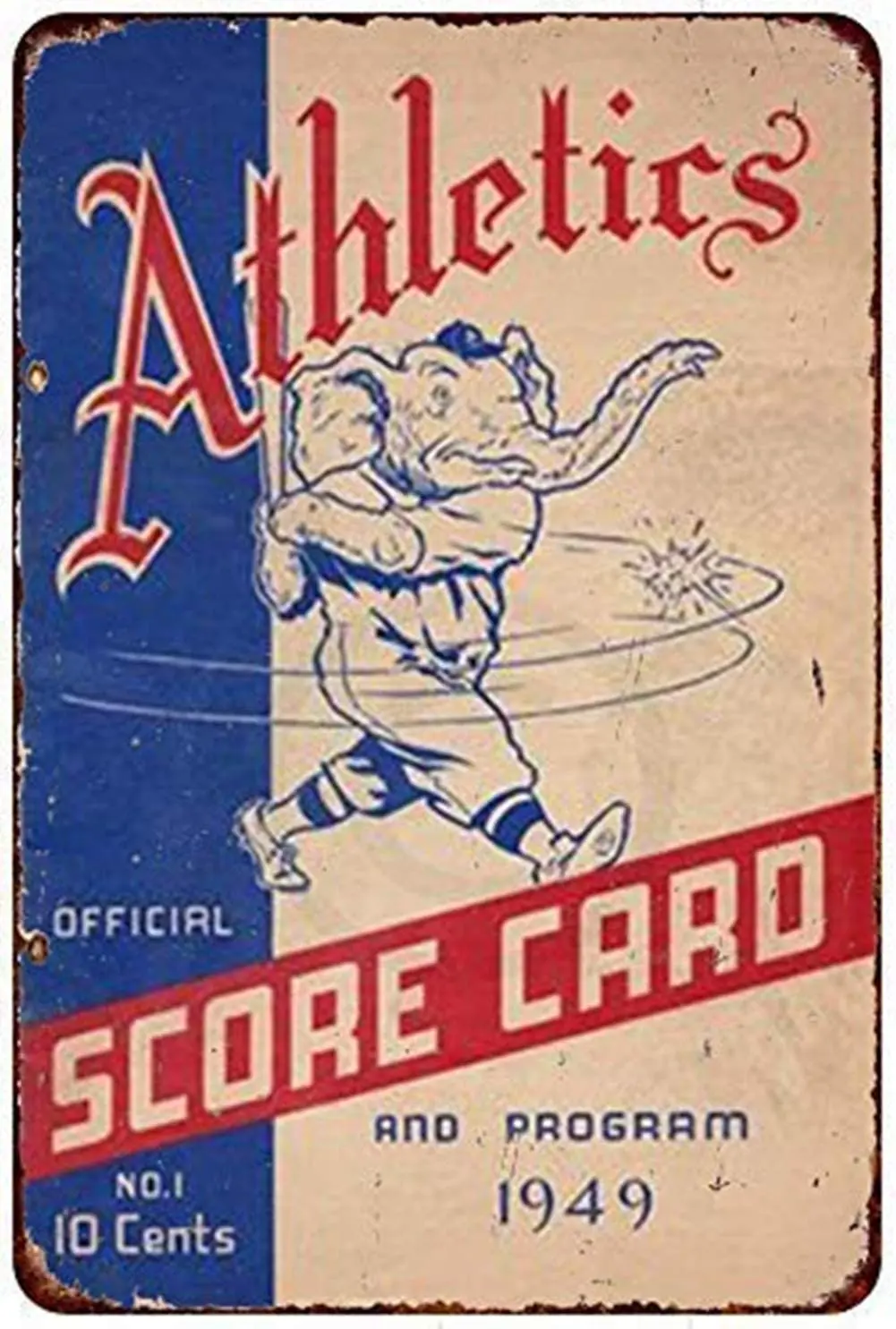

Philadelphia Athletics 1949 scorecard Retro Metal Tin Sign Plaque Poster Wall Decor Art Shabby Chic Gift