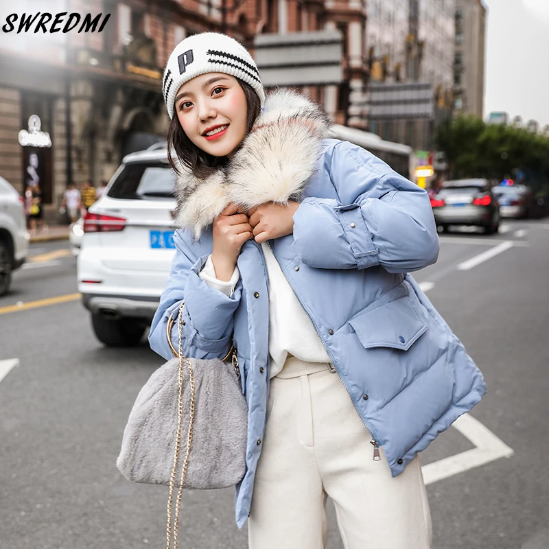 SWREDMI новый тонкий мех с капюшоном теплая зимняя куртка для женщин осень зима