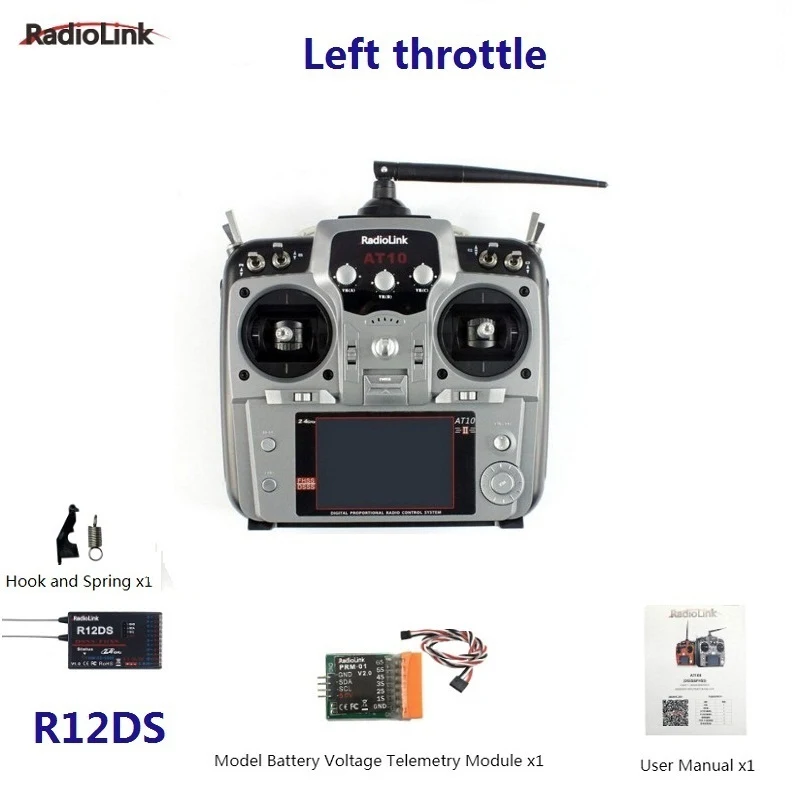 

Радиопередатчик Radiolink AT10 II 2,4G 12CH с R12DS R10D R12DSM приемник 11,1 В Аккумулятор для радиоуправляемого FPV дрона самолета вертолета