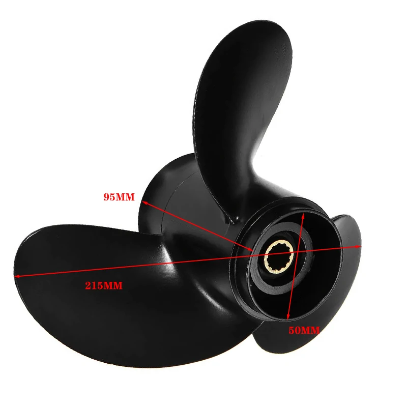

8.5 x 7.5 3B2-64515-0 Aluminum Alloy 3 Blades 12 Spline Tooth Outboard Propeller For Tohatsu/Nissan/Mercury 8-9.8HP R-Rotation