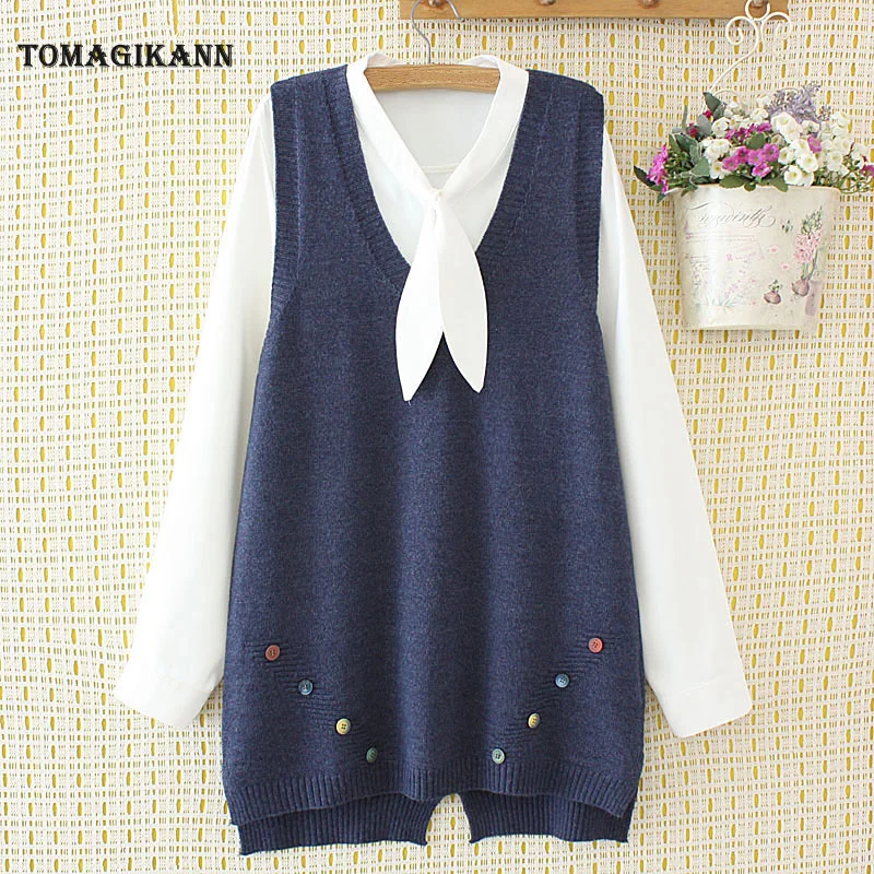 Свитер без рукавов женский жилет с разноцветными пуговицами и перекрестной