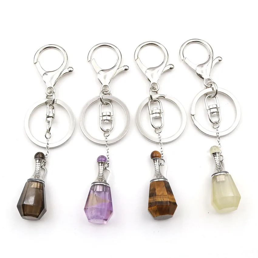 

XSM Scent-bottle Keychains Crystal Perfume Bottle Pendant Bag Hanging Key Chains Car Key-ring Holder Oil Diffuser Unisex Jewelry