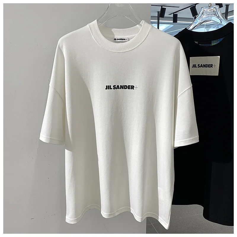 

Футболка JIL SANDER оверсайз с коротким рукавом для мужчин и женщин, простой принт с надписью, модная повседневная одежда из 100% хлопка