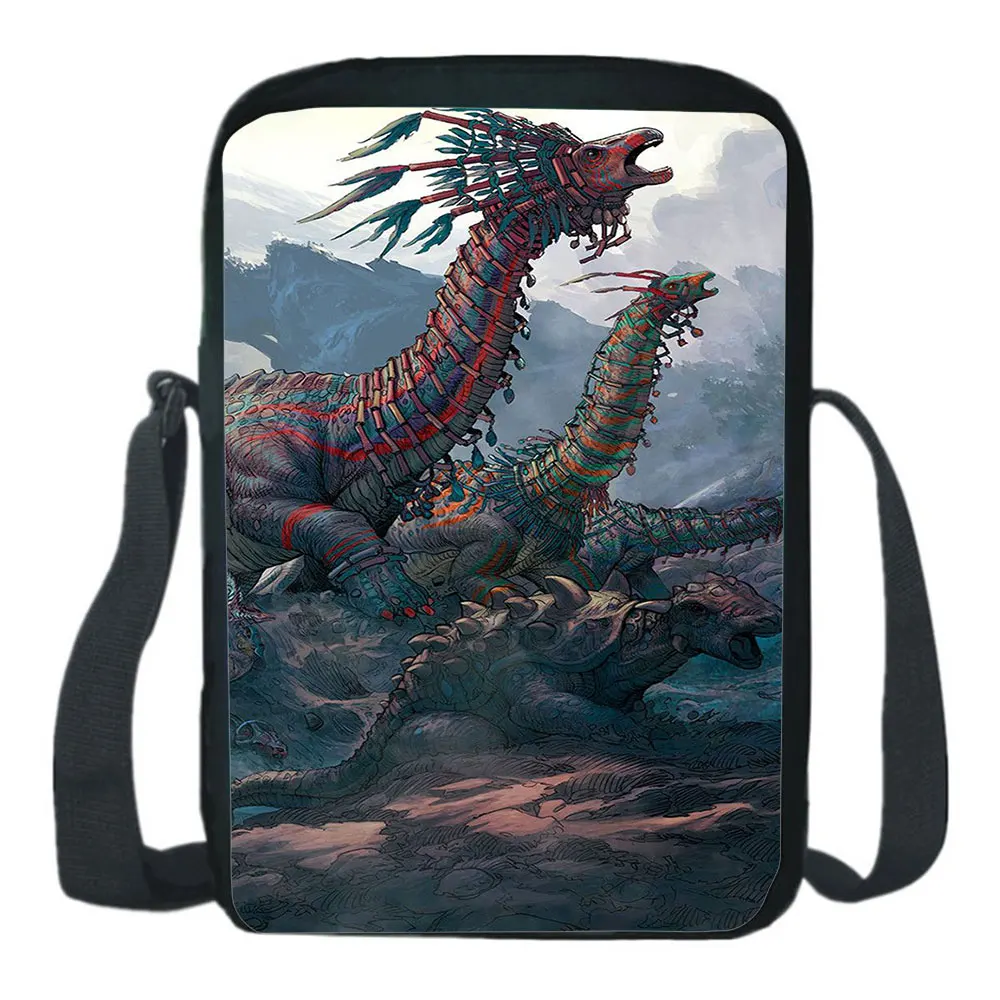 Сумка-мессенджер с принтом динозавра, детский саквояж на плечо для мальчиков и девочек, модная мультяшная книжная сумка T-Rex, детские сумки ч...