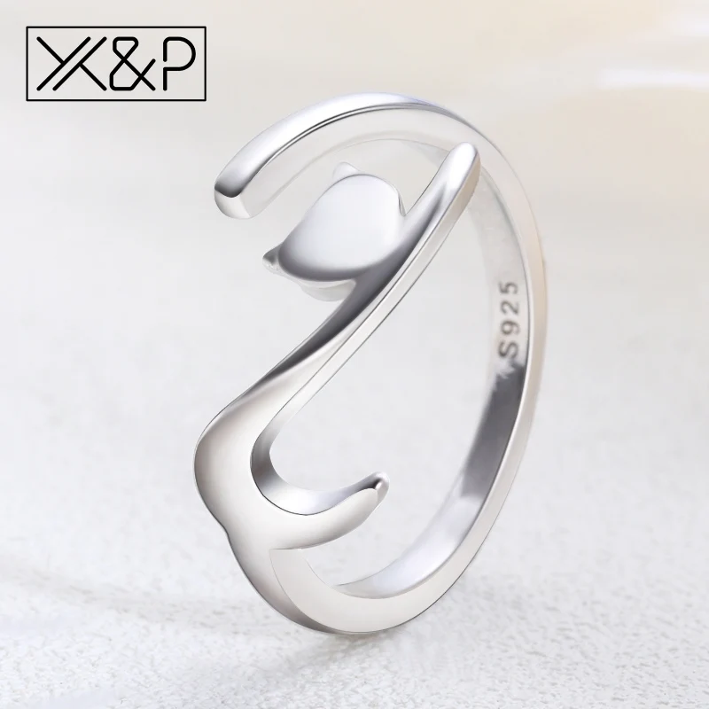 X& P простые модные регулируемые серебряные кольца с длинным хвостом в виде кота, милые кольца в виде животных для женщин, свадебные вечерние кольца для помолвки, ювелирные изделия для женщин