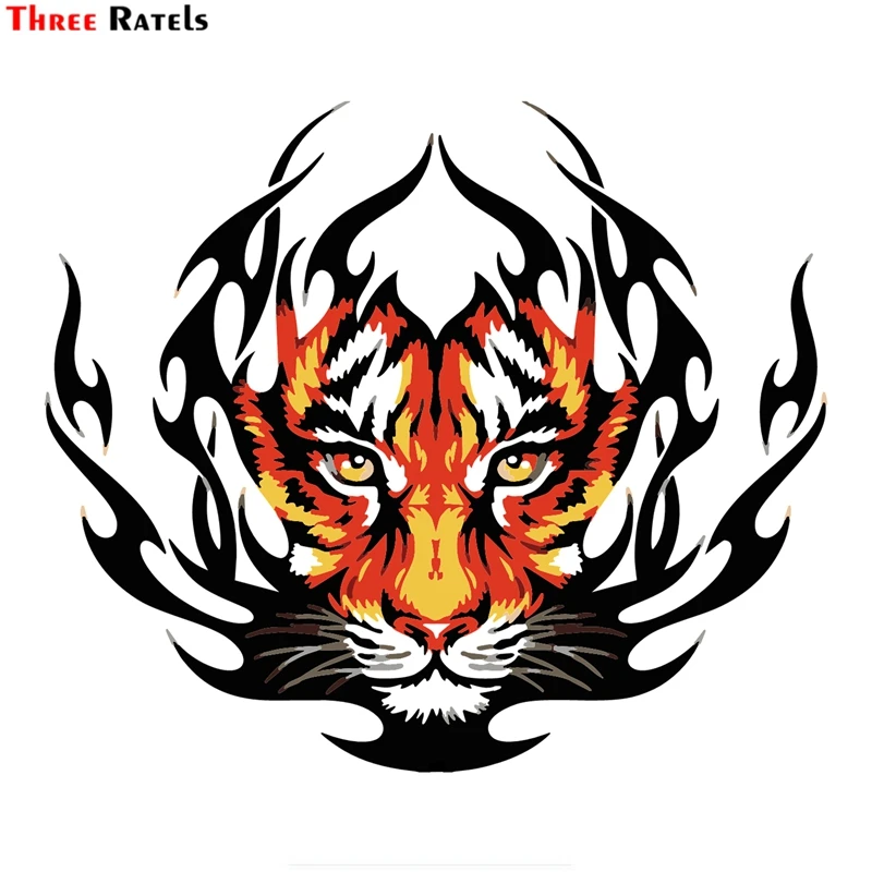 

Three Ratels FTC-1029 Cool Tiger Flame Decal PVC Motorcycle Car Waterproof Sticker Diy Suitcase Laptop Bicycle Helmet