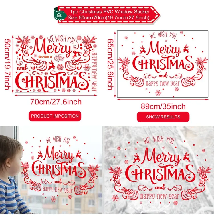 Window Sticker 13 QIFU, наклейки на окна, подвесные рождественские украшения для дома,, натальный Рождественский венок на елку, Санта Клаус, рождественские подарки, украшения - Цвет: Window Sticker 13