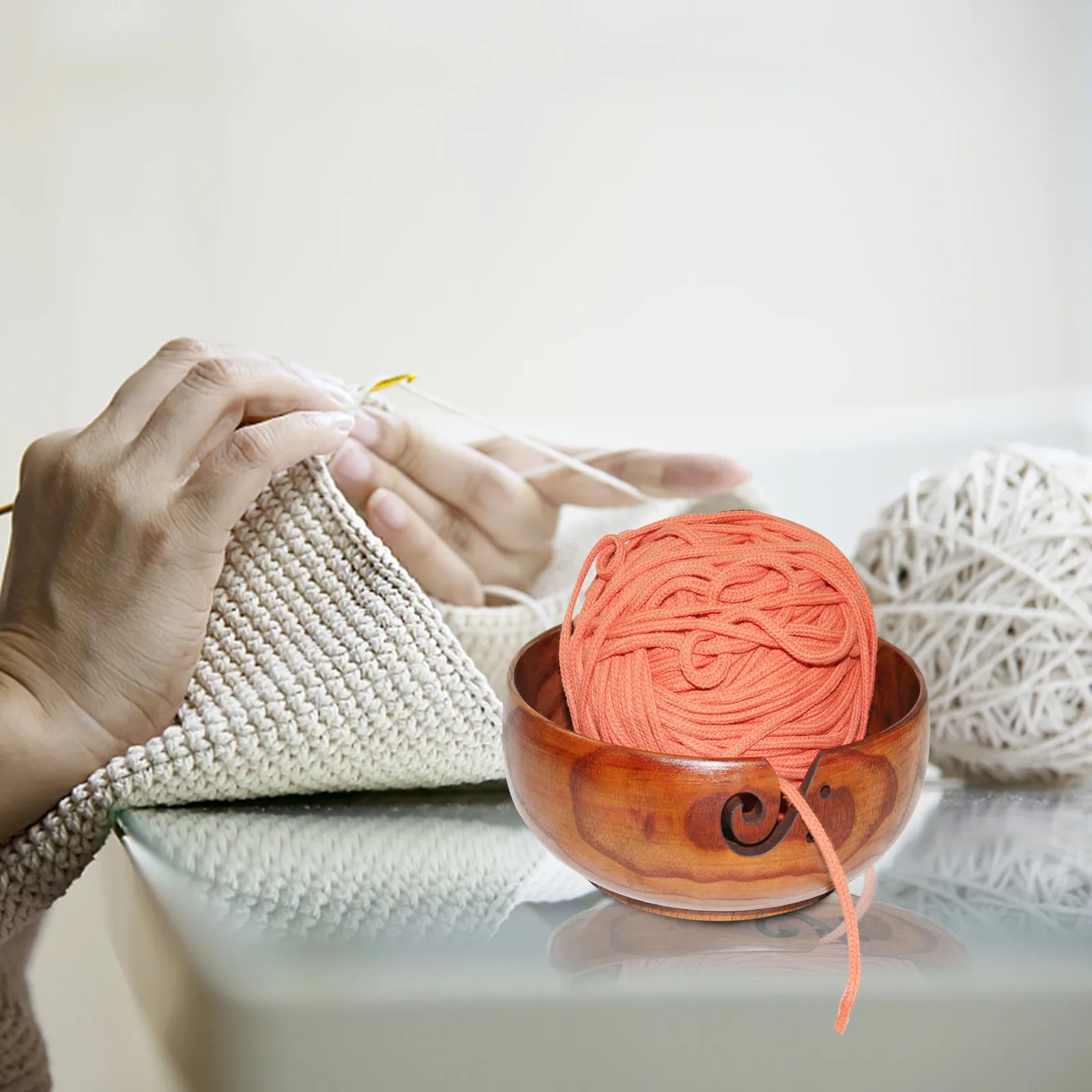 Чаша для хранения шерстяной пряжи ручной работы органайзер вязания крючком