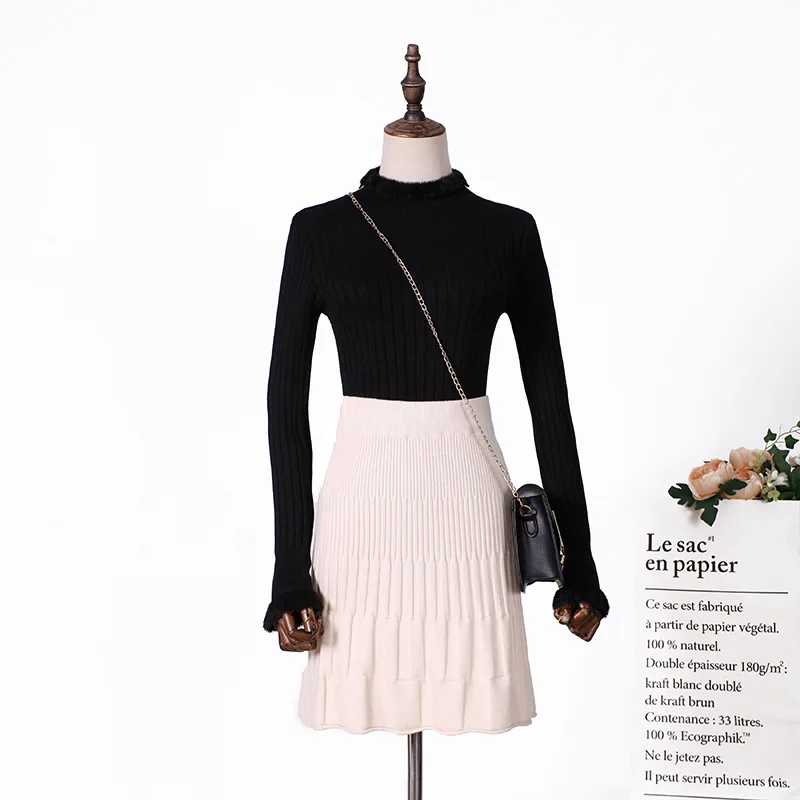 Осенне зимняя женская трикотажная юбка 2020 Женская Ретро эластичная талия