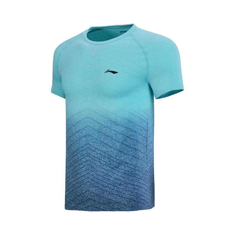 Li-Ning мужские футболки для бадминтона, футболки с коротким рукавом и О-образным вырезом, дышащие удобные спортивные футболки с подкладкой, топы AAYN169 MTS2723 - Цвет: AAYN169-1H