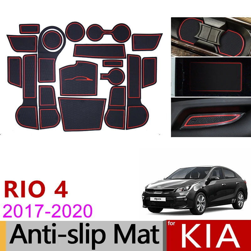 

for Kia Rio 4 X-Line RIO 2017 2018 2019~2022 Anti-Slip Rubber Cup Cushion Door Groove Mat 18pcs Accessories Car Styling Stickers