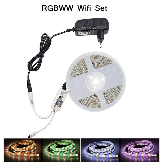RGBWW WiFi Set 12 В RGBW RGBWW 5050 водонепроницаемый smd rgb Светодиодный светильник для автомобиля или рождества светодиодный светильник ing декоративная лента для помещений/улицы вечерние 5 м 10 м - Испускаемый цвет: RGBWW WiFi Set