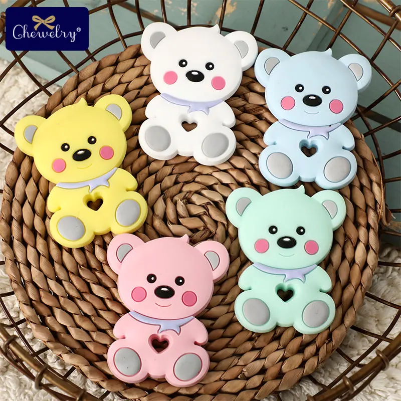 1 шт. BPA бесплатно Teddy Bear зубной прорезыватель для малышей силиконовый мультфильм животных грызунов Прорезыватель для зубов для младенцев Ожерелье Подвеска для детей игрушки