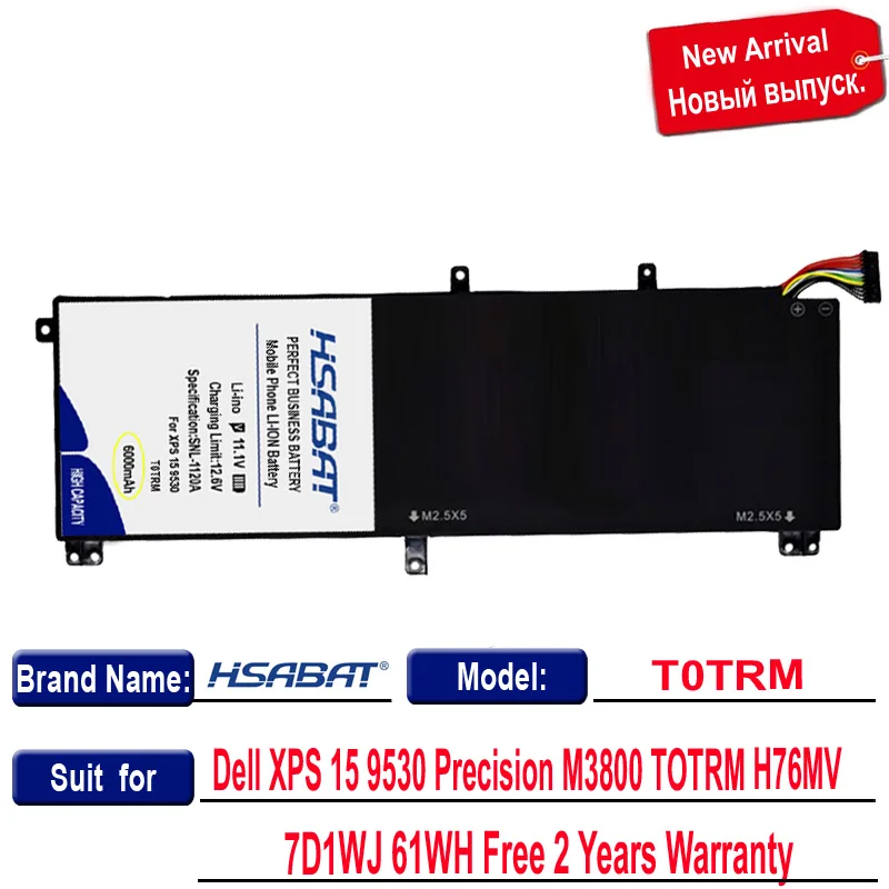 HSABAT 6000mAh 245RR Аккумулятор для ноутбука Dell XPS 15 9530 Precision M3800 TOTRM H76MV 7D1WJ - купить по