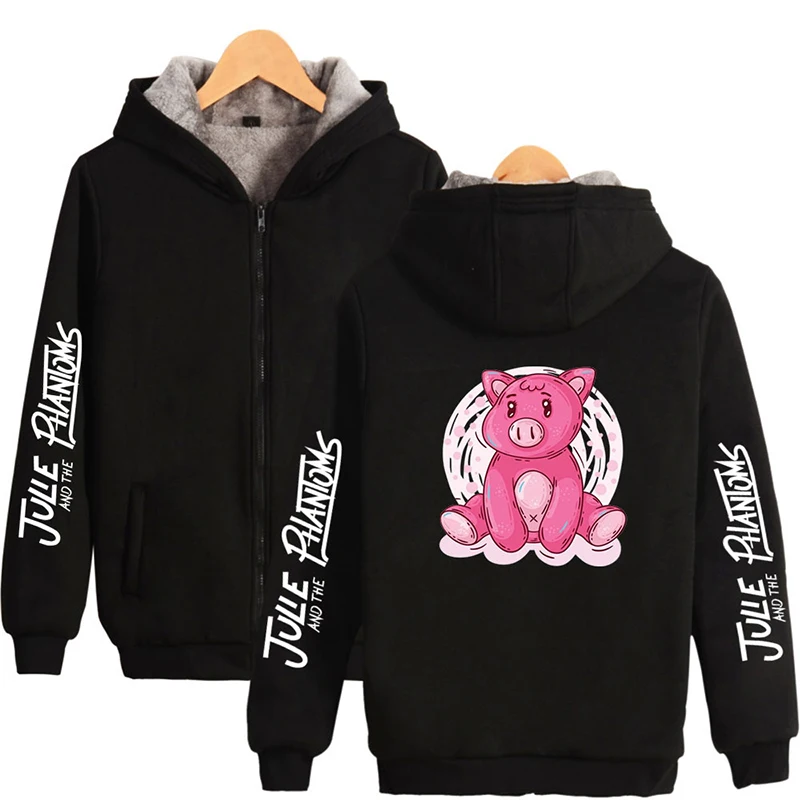 

Fashion Cartoon Pink Pig Kawaii Hoodie Men Women Zipper Sports Hoodies Jacket Thicker Fleece Long Sleeve Hooded Sweatshirts Tops