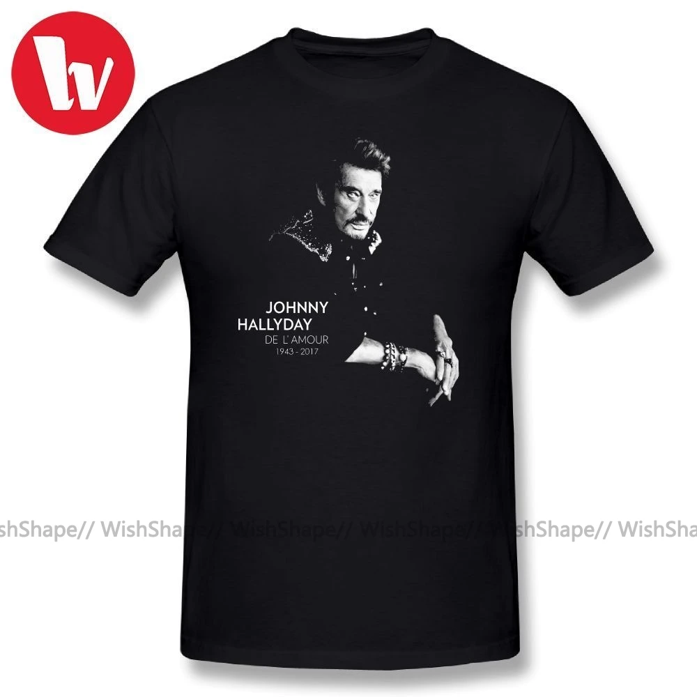 Мужская футболка с коротким рукавом johny Hallyday хлопковая Повседневная размера плюс