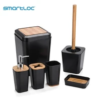 smartloc 6 pieces plastic bathroom accessories set toothbrush holder toothpaste dispenser case soap box toilet shower storage